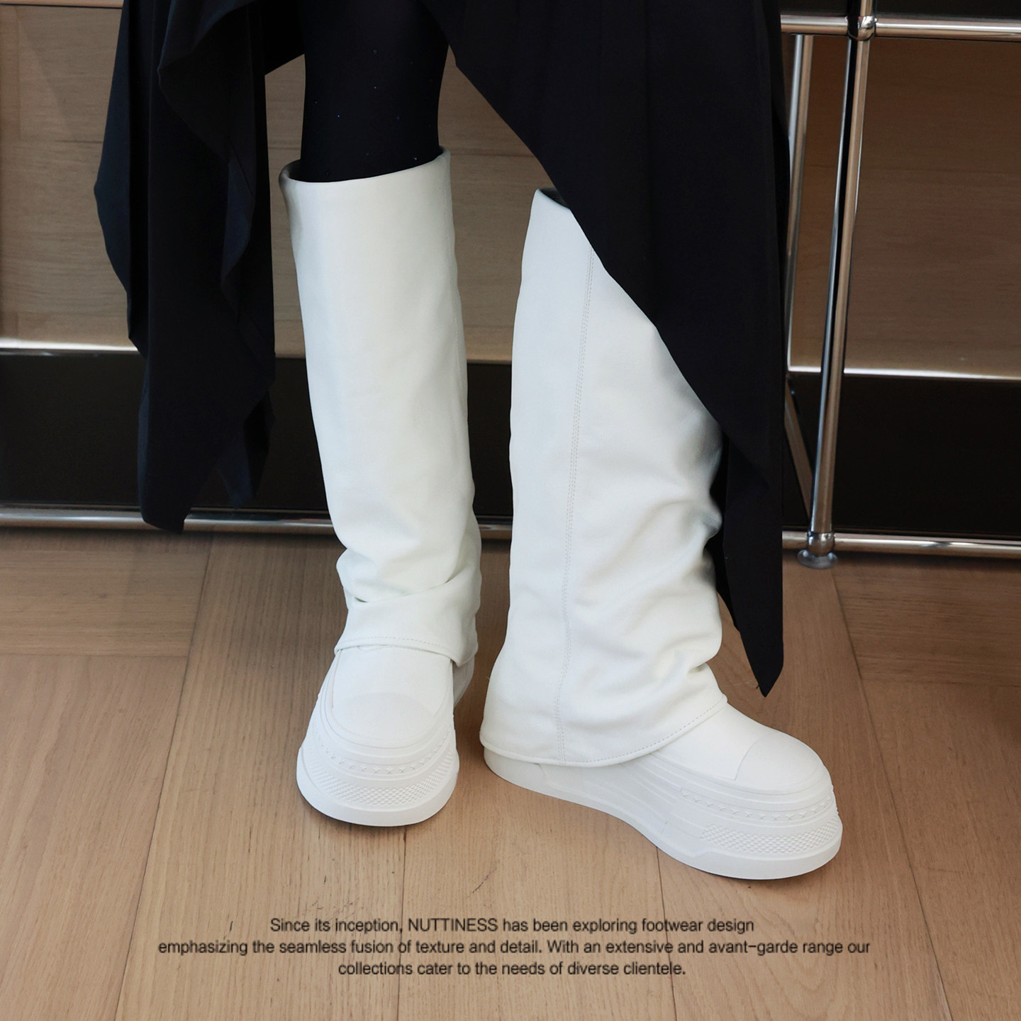 真皮厚底圆头时尚堆堆裤时装靴