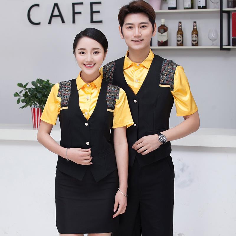 酒店工作服夏装 制服服务员马甲 夜店KTV服装调酒师衬衫工装少爷