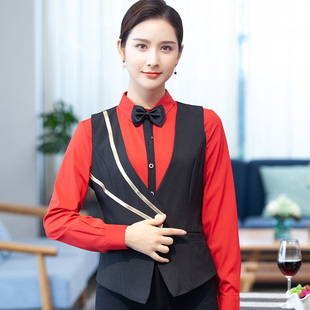酒吧KTV马甲酒店前台宾馆服务员工作服长袖秋冬装西餐厅领班制服