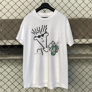 80年代经典 简约百搭涂鸦vintage复古T恤男潮 欧美动漫七喜小子短袖