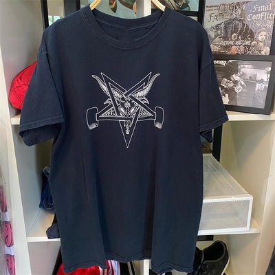 五芒星小众设计潮牌宽松短袖oversize美式复古重磅棉趣味印花T恤