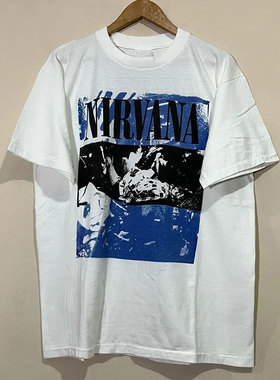 ins超火涅槃Nirvana摇滚乐队vintageT恤男女oversize复古重磅T恤