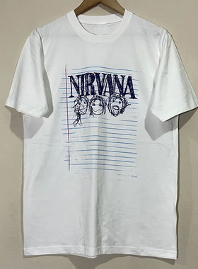 Nirvana摇滚乐队涅槃vintage天使潮牌T恤男女宽松复古重磅短袖