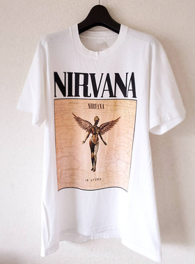 Nirvana涅槃摇滚乐队潮牌短袖男女vintage古着感科特柯本天使T恤