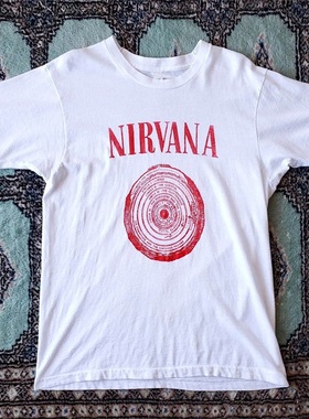 Nirvana涅槃乐队潮牌字母印花短袖T恤小领口重磅质感vintage半袖