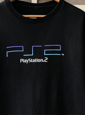 playstation2游戏机周边趣味潮牌oversize短袖重磅宽松T恤男女