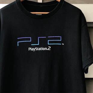 playstation2游戏机周边趣味潮牌oversize短袖重磅宽松T恤男女