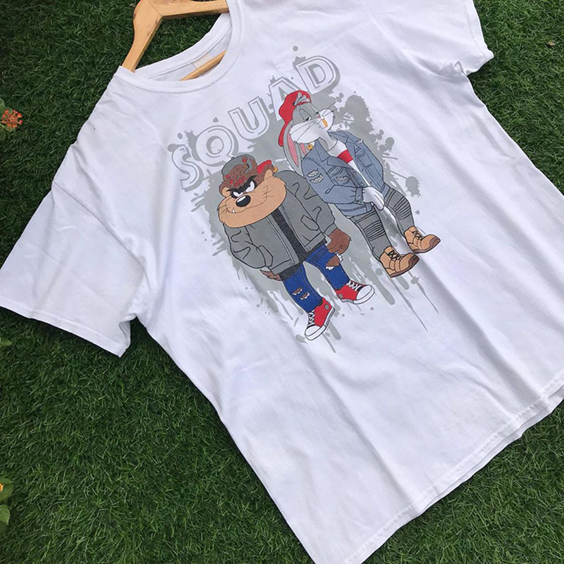 ins超火复古卡通vintage兔八哥宽松oversize重磅短袖T恤男女潮牌