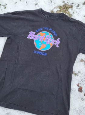 美潮摇滚Hardrock重磅棉潮牌复古短袖简约印花小众个性男女T恤