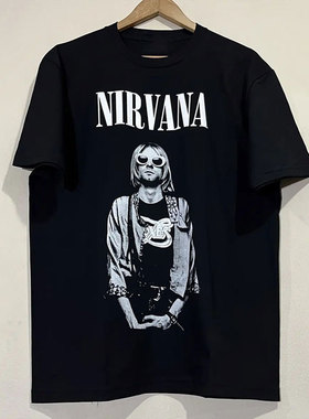 Nirvana涅槃乐队科特柯本人像美式高街短袖FOG风vintage古着感T恤