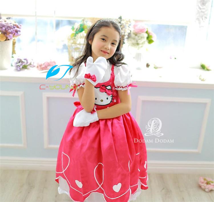 Hello Kitty凱蒂貓公主裙 儿童礼服 KT猫公主长裙套装 表演服