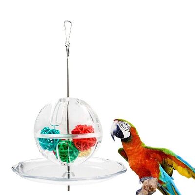 Parrot Bird Toy Foraging Hanging Transparent Ball Feeder