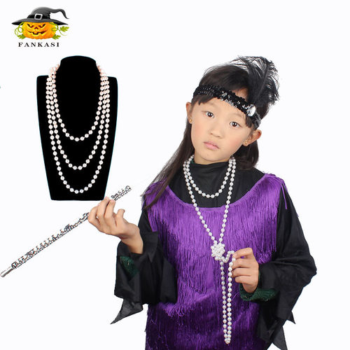 1920s Flapper girl dress 1.8m simulated pearl necklace make