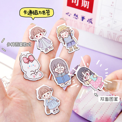 Creative Cartoon Magnetic Bookmark Cute Chinese Style Stude