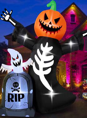 OurWarm Halloween Inflatable Pumpkin Skeleton Tombstone Ghos