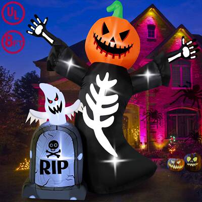 OurWarm Halloween Inflatable Pumpkin Skeleton Tombstone Ghos