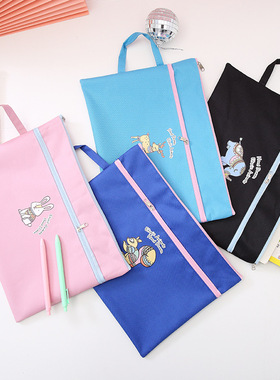 Cute Animal A4 File Bag Oxford Briefcase Student Canvas Zip