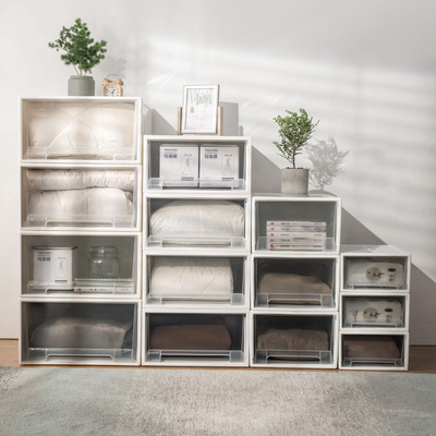 Storage box, drawer style, flat and short household clothin