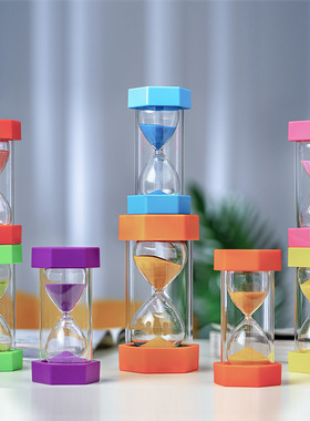 Plastic hexagonal hourglass, children's learning toy, anti