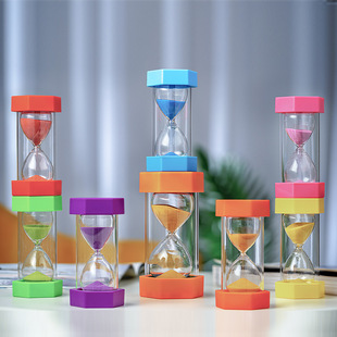 Plastic hexagonal hourglass, children's learning toy, anti