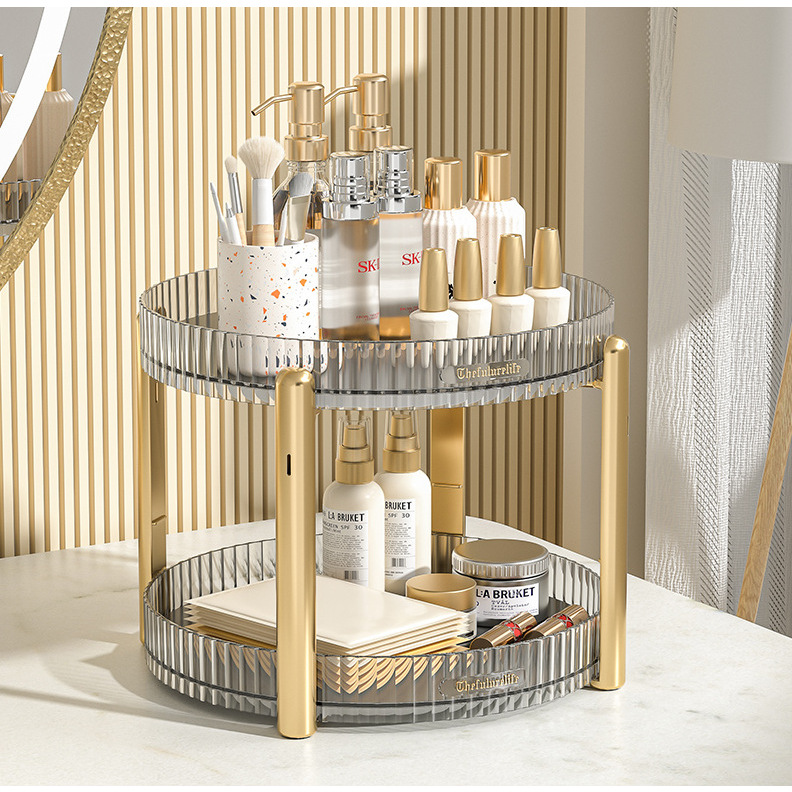 Light luxury cosmetics storage rack desktop multi-layer sor