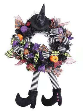 Resurrected Halloween wreath, skull, haunted house decorati