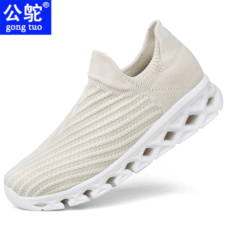 莆田高品质夏季超轻男鞋镂空真爆米花运动鞋软底白鞋全黑女鞋跑鞋