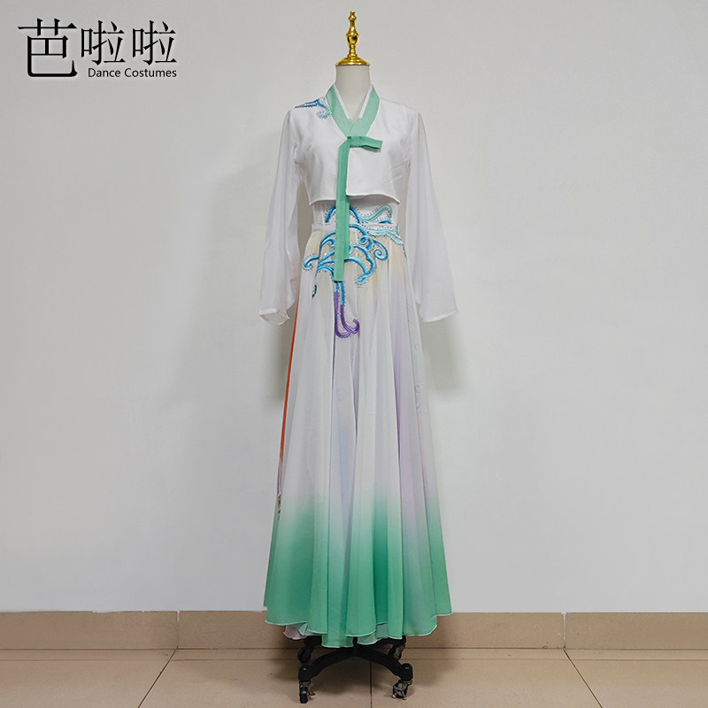朝鲜族舞蹈演出服独舞飞花蝶语舞蹈服练习裙古典舞大摆裙表演服装,女装/女士精品,民族服装/舞台装,淘宝优惠券,粉丝福利购,淘宝优惠卷