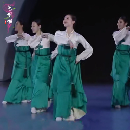 朝鲜舞蹈双层大裙摆演出服
