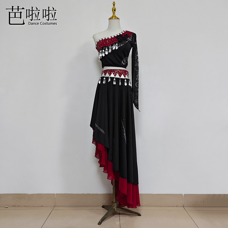 花腰傣服装开叉飘逸大摆练习裙