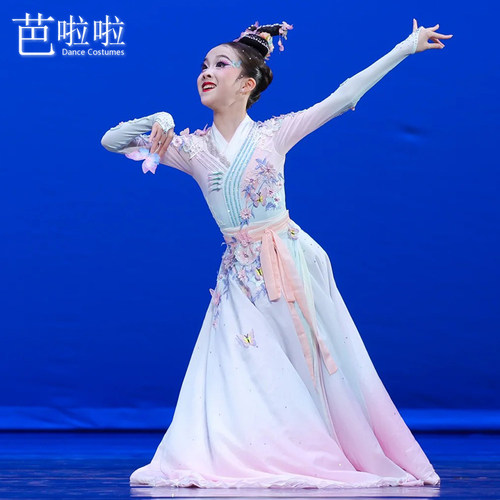古典舞蝶梦云水乡大摆演出服定制