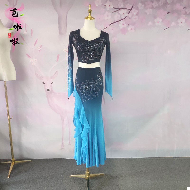 包臀儿童演出服渐变色鱼尾裙大摆