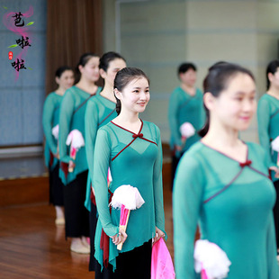 古典舞身韵练功纱衣周雨奇教师同款 巡礼胶州秧歌舞蹈服弹力形体服