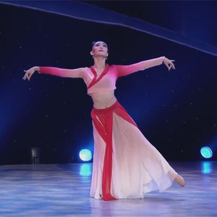 古典舞左手指月舞蹈服孔雀东南飞演出服飘逸大裙摆水袖表演艺考服