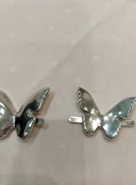 新款百搭女凉鞋单鞋童鞋小皮鞋金属小蝴蝶装饰扣包包diy配件银色