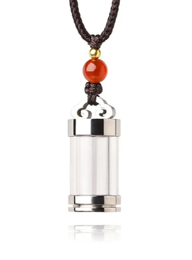 透明水晶防水小瓶子大口空心吊坠可装朱砂经文项链嘎噶乌盒舍利瓶