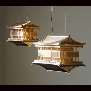 2022新中式木质纯手工古建筑吊脚楼模型悬吊挂饰酒店大堂家居软装