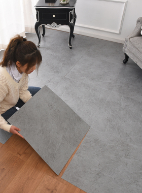 灰色PVC地板贴自粘ins网红商用房间厚耐磨卧室地面翻新水泥地