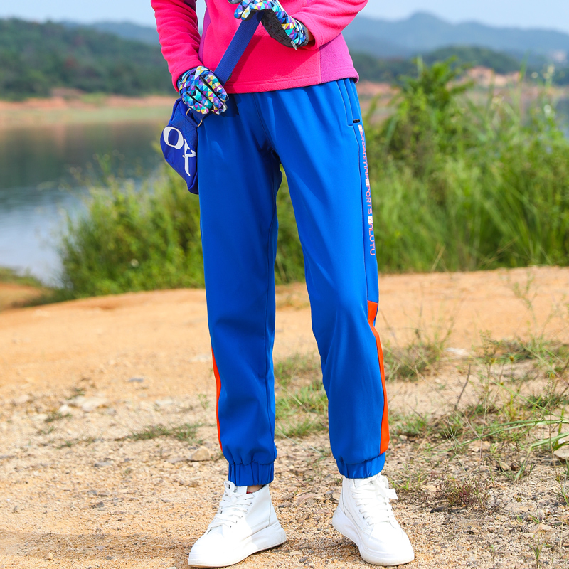 运动防水登山徒步小脚抓绒冲锋裤