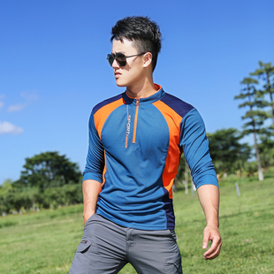户外速干衣男长袖T恤大码宽松吸汗透气防晒徒步运动登山快干上衣