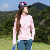夏季 吸汗透气防晒徒步登山运动快干服上装 T恤衫 户外速干衣女长袖