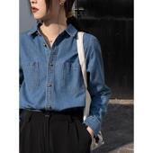 感叠穿宽松上衣衬衫 牛仔衬衣女年新款 外套 长袖 实拍女装