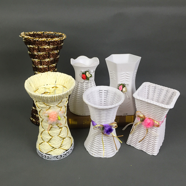 仿真藤编花篮塑料白色装饰铁艺