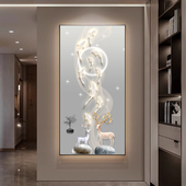 现代简约家居客厅走廊过道麋鹿九鱼图挂画高端上档次玄关装 饰画