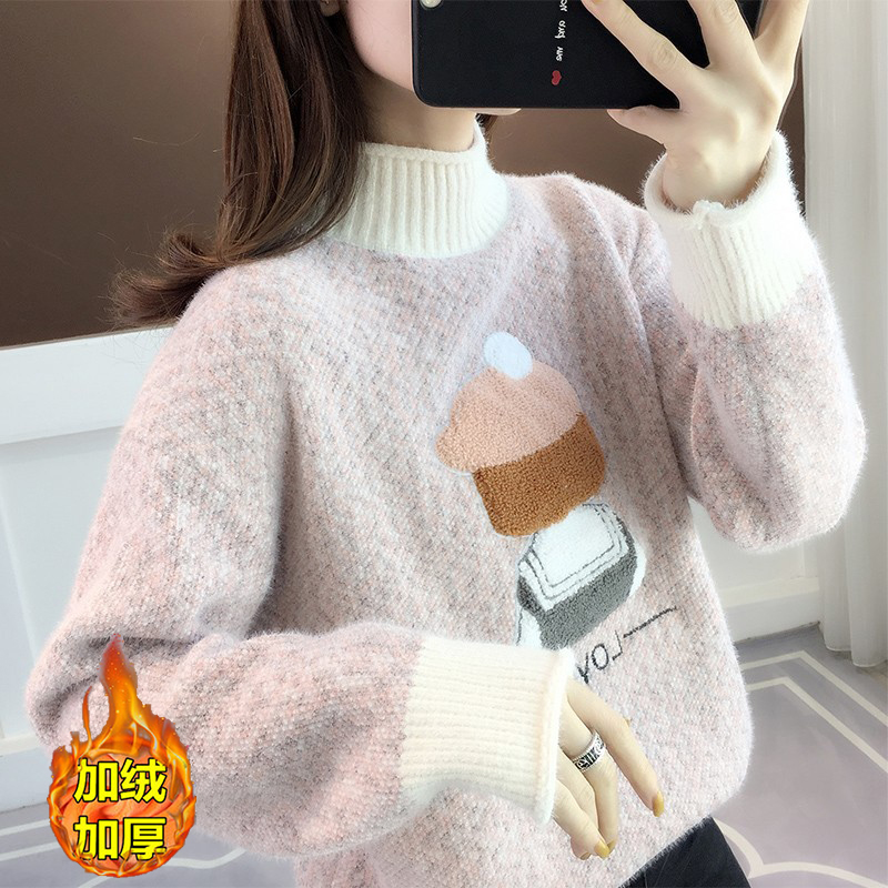 雪尼尔针织套头慵懒加厚打底衫