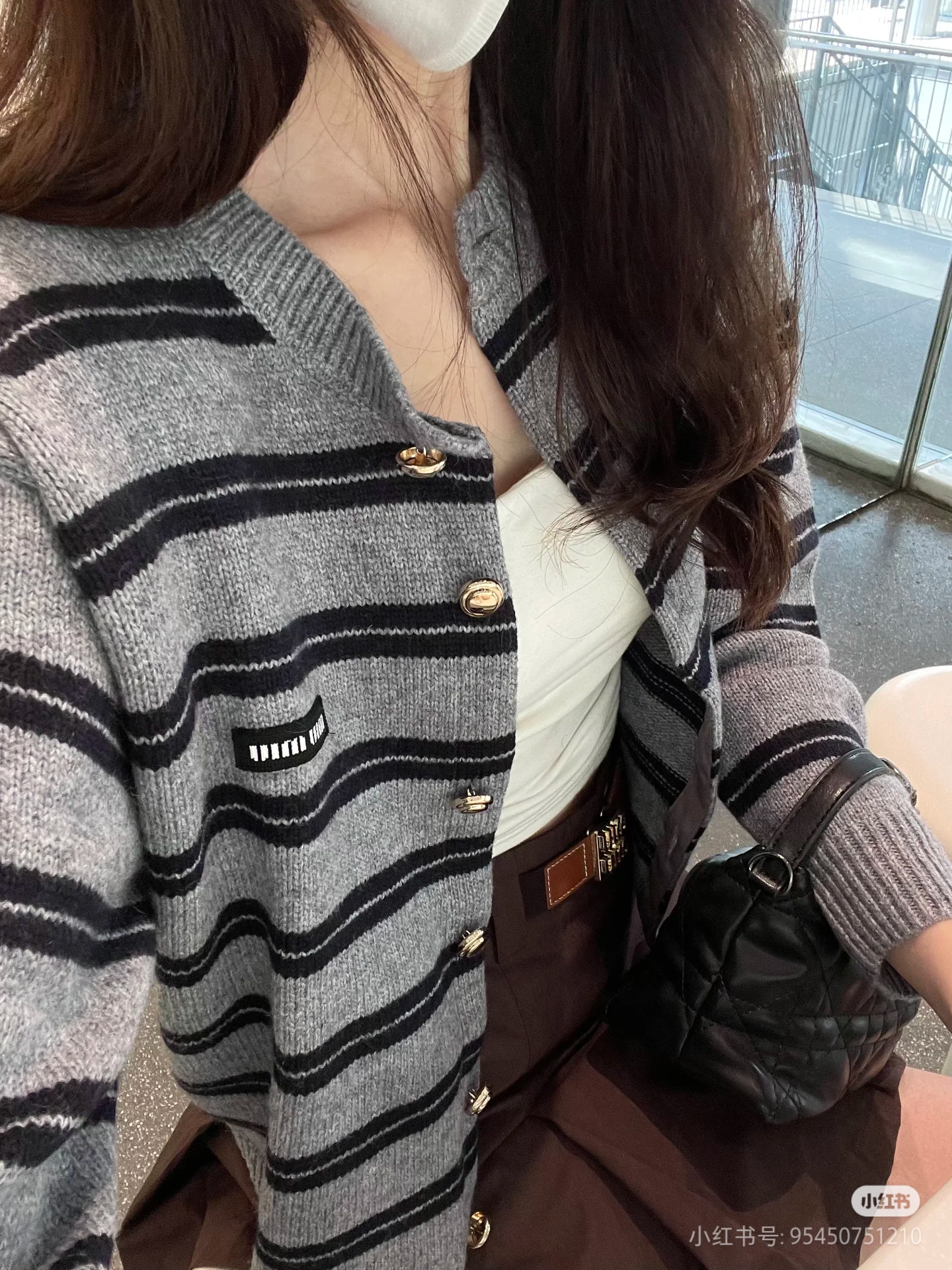 韩系灰色毛衣女春秋miu里miu气