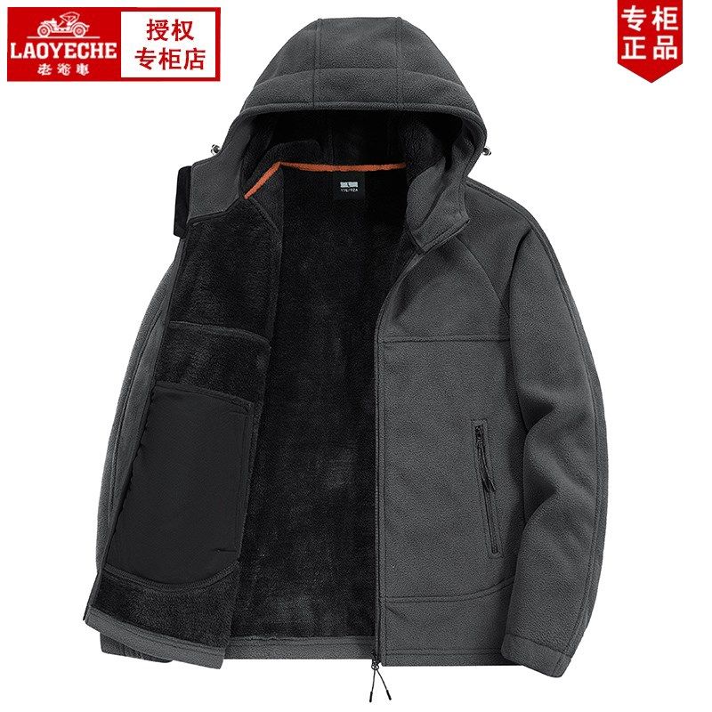 老爷车连帽加绒夹克男士加厚
