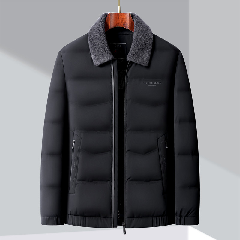 美洲邦冬季羽绒服保暖男士可脱卸毛领商务休闲爸爸装白鸭绒外套