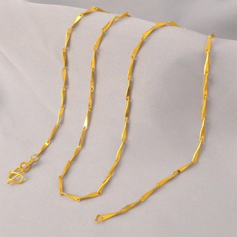 洗澡不用摘~细镀24K金色百搭单链瓜子项链仿真黄金项链女配链素链