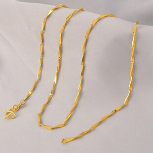 洗澡不用摘~细镀24K金色百搭单链瓜子项链仿真黄金项链女配链素链